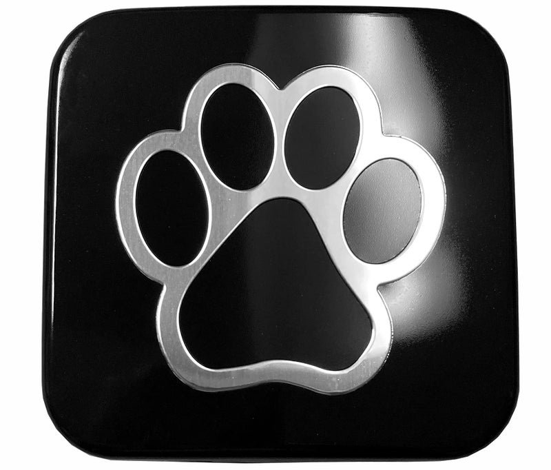 eVerHITCH 3D Paw Print Hitch Cover Plug Insert (Fits 2" Receivers, Chrome/Black) - Image 1